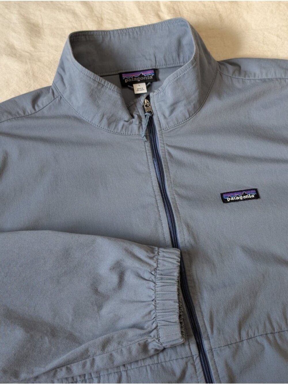 Patagonia Men's Nomader Jacket Faded Blue Cotton Blend Harrington Bomber LG